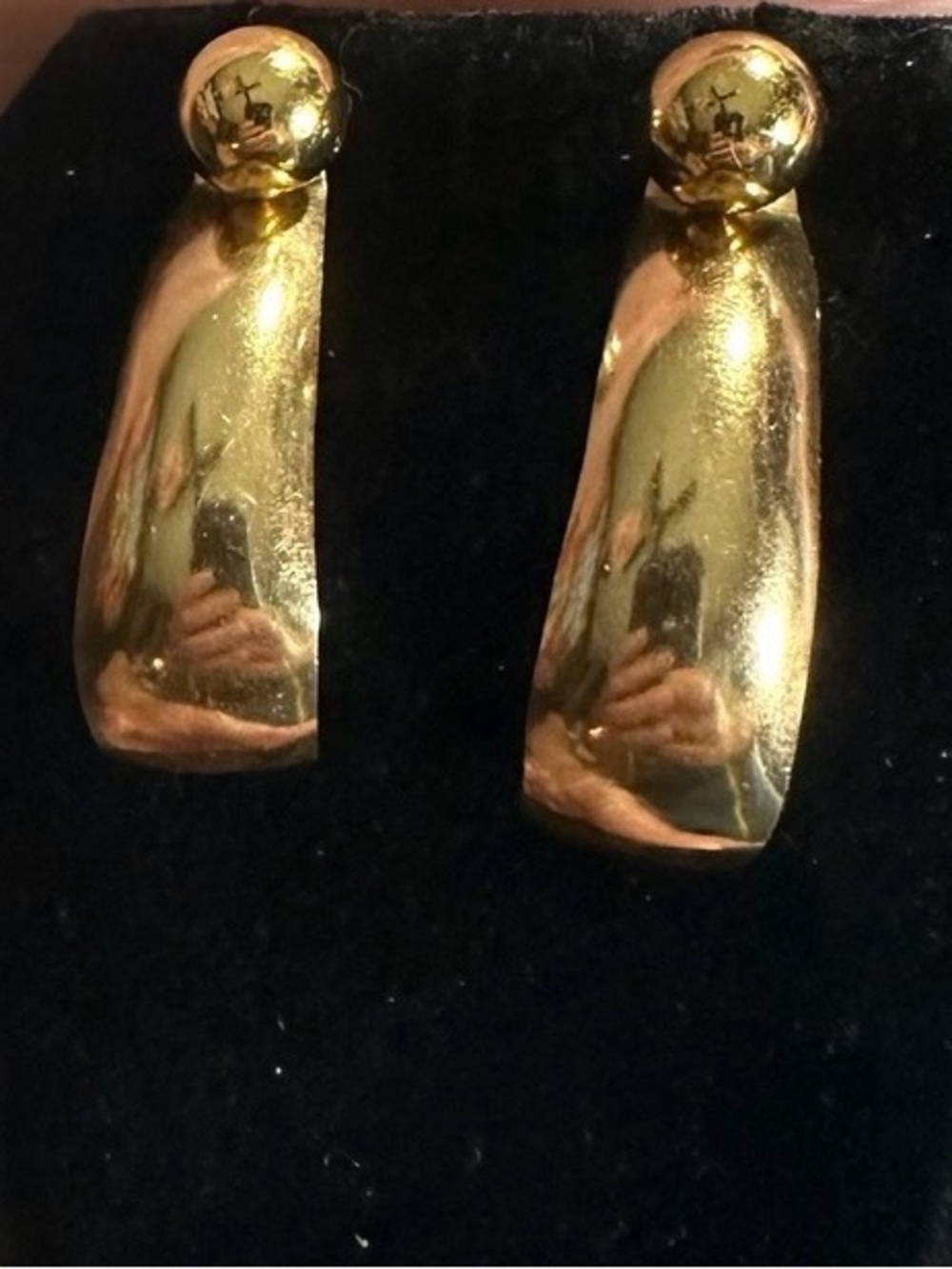 Vtg JJ 14K Solid Gold Convertible Ball Stud C Hoop Drop Earrings 3.92g 2 in 1
